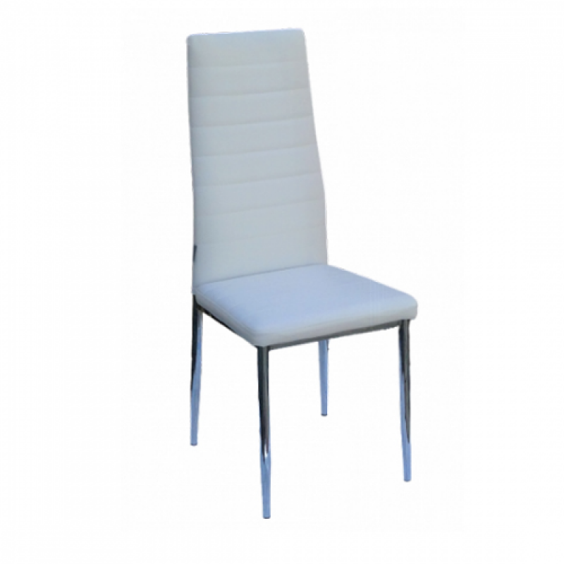 EVI-C καρέκλα χρωμίου με ταπετσαρία δερματίνη ΛΕΥΚΗ / 40x45xH95