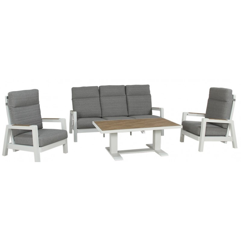 Καθιστικό Κήπου Αλουμινίου Σέτ 4 Τεμαχίων Με Μηχανισμό Αναδίπλωσης Πλάτης Στις Πολυθρόνες Κωδικός: 23951