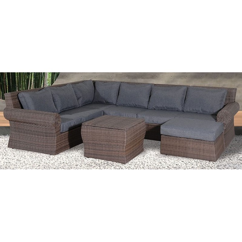 Γωνιακό Καθιστικό Σέτ Rattan Με Αλουμίνιο Σκελετό,Σέτ 8 Τεμαχίων 203457