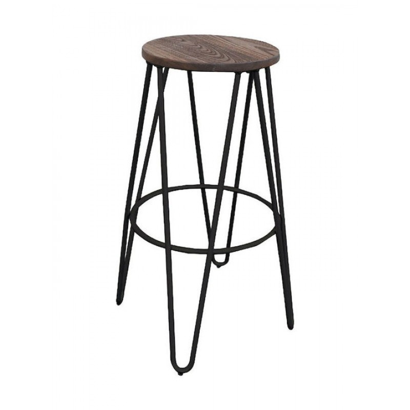 ARCO Wood Σκαμπό Bar, Μέταλλο Βαφή Μαύρο, Ξύλο Απόχρωση Dark Oak Κωδικός: [Ε-00017179] Ε5207,1