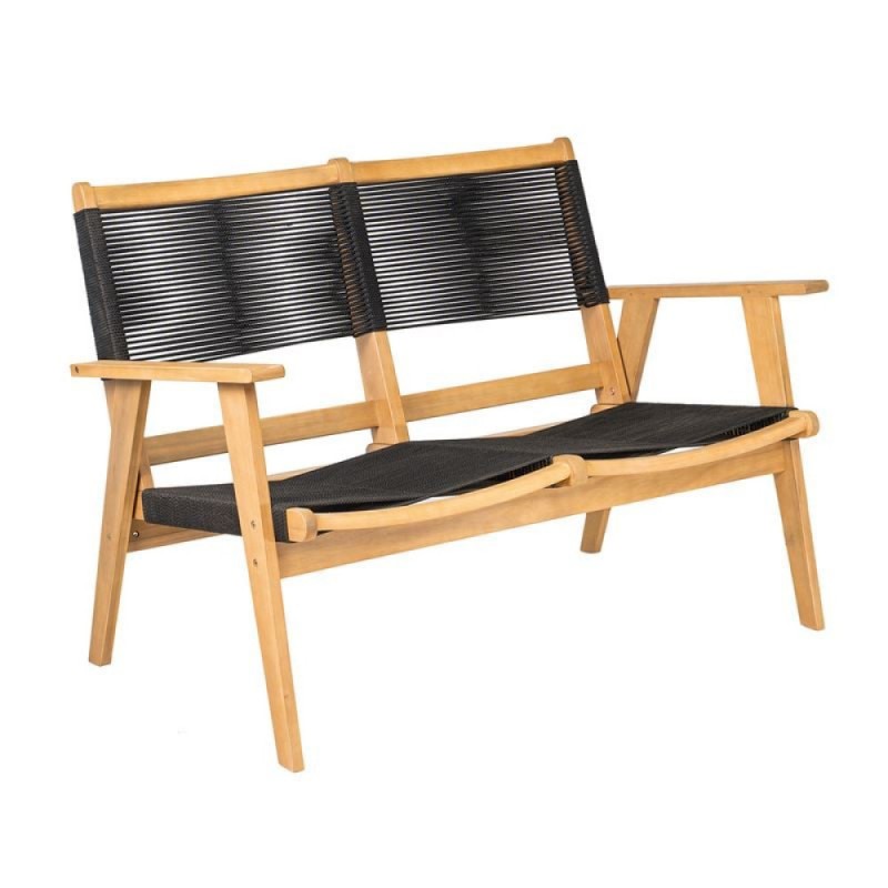 COFFEE Living Καναπές 2θέσιος Καθιστικού Βεράντας-Κήπου, ΑκακίαΦυσικό-Rope Wicker Μαύρο Κωδικός: [Ε-00026009] Ε2352,1 ΔΙΑΣΤΑΣΕΙΣ 119x71x84cm