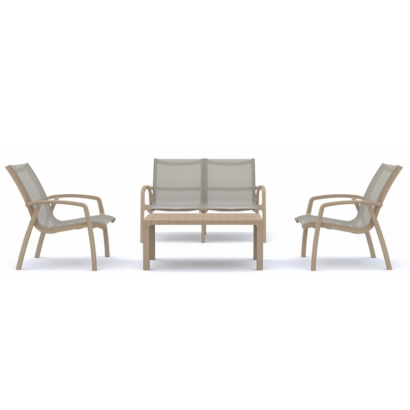 Taupe Καθιστικό Σέτ Πολυπροπυλένιου 4 Τεμαχίων Με Διάτρητο Ύφασμα Με UV Προστασία Κωδικός: 251425