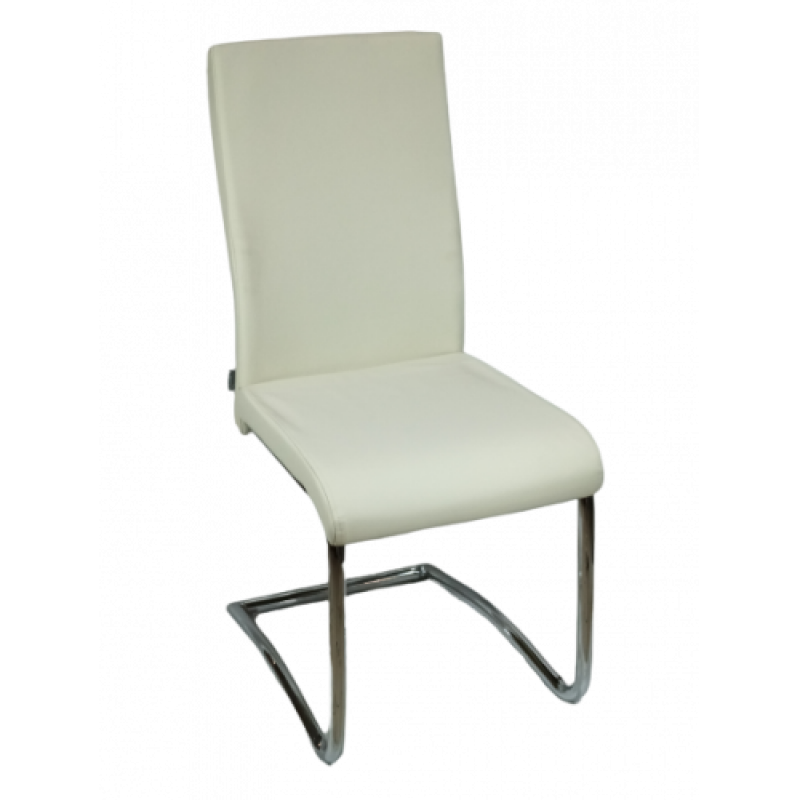 BEN καρέκλα χρωμίου με ταπετσαρία δερματίνη ΕΚΡΟΥ, 42x50x96