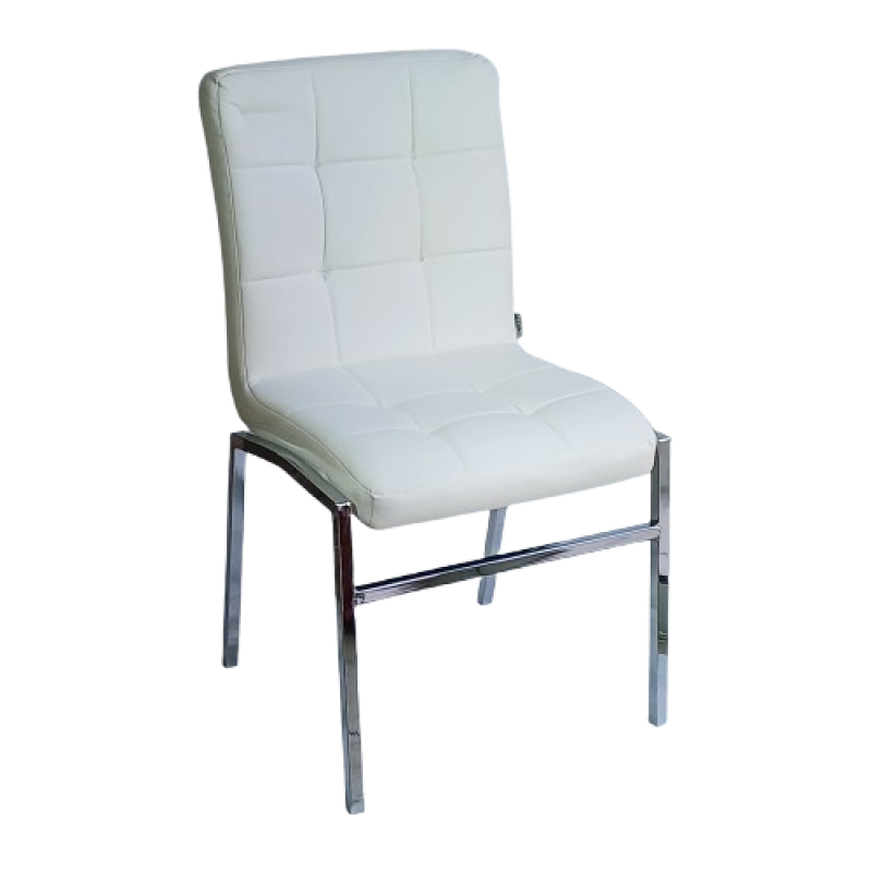 SQUARE καρέκλα χρωμίου με ταπετσαρία δερματίνη ΛΕΥΚΗ, 48x60xH88