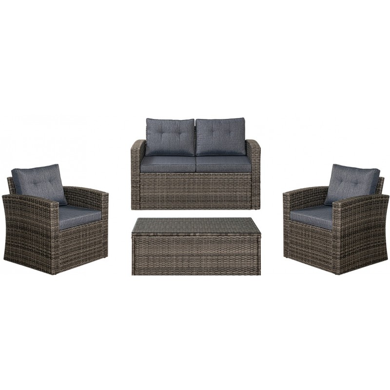 Καθιστικό Σέτ Rattan Με Μεταλλικό Σκελετό Σετ 4 Τεμαχίων Κωδικός: 154480