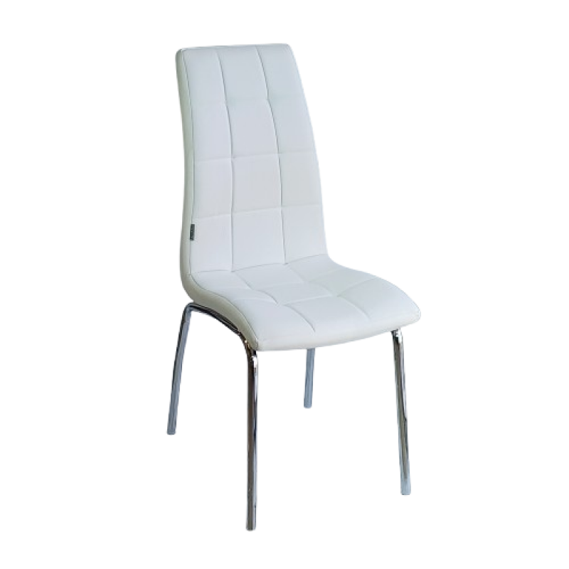 MELVA καρέκλα χρωμίου ντυμένη με ταπετσαρία δερματίνη ΛΕΥΚΗ / 41x55x99