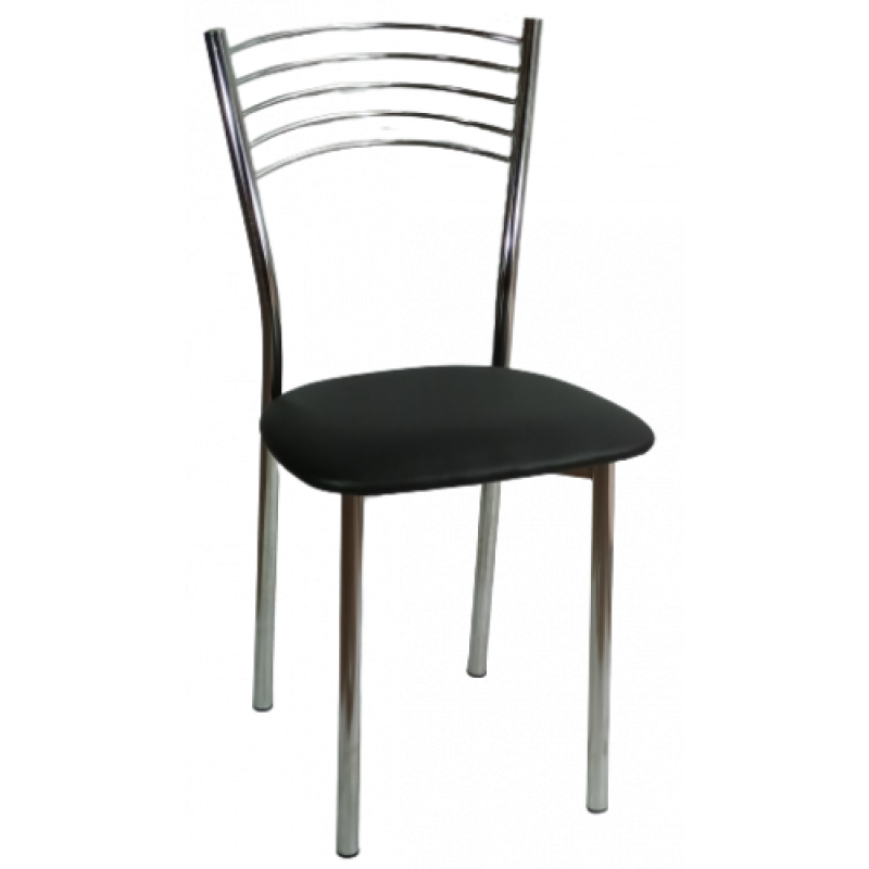 DANIELA-C καρέκλα μεταλλική ΧΡΩΜΙΟΥ κάθισμα ΔΕΡΜΑΤΙΝΗ ΜΑΥΡΗ, 40x47x85