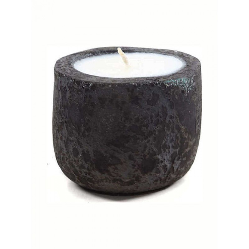 Κεραμικό Κηροπήγιο Mingi Black Spot Gray Medium (13x13x12) Soulworks 0630028