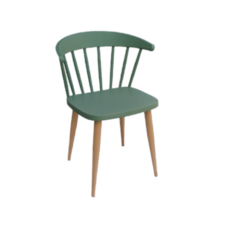 NTALTON-C καρέκλα πόδι μέταλλο ΦΥΣΙΚΟ κάθισμα polypropylene ΠΡΑΣΙΝΟ ΑΝΟΙΚΤΟ / 49x52xH75