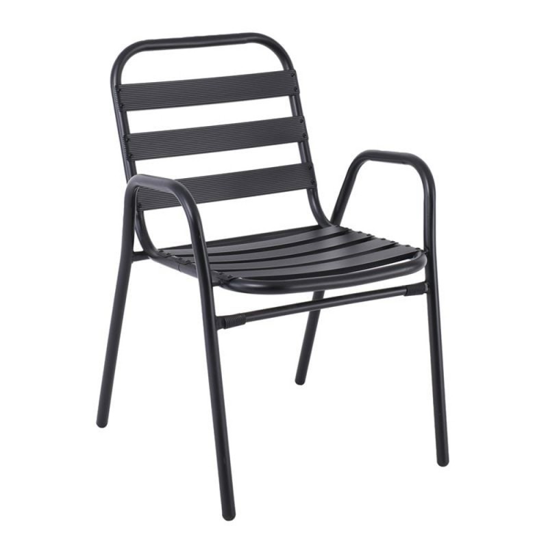 FANTIC Πολυθρόνα Μέταλλο - Αλουμίνιο Βαφή Ανθρακί, Στοιβαζόμενη Κωδικός: [Ε-00024716] Ε2420,1 ΔΙΑΣΤΑΣΕΙΣ 54x58x76cm