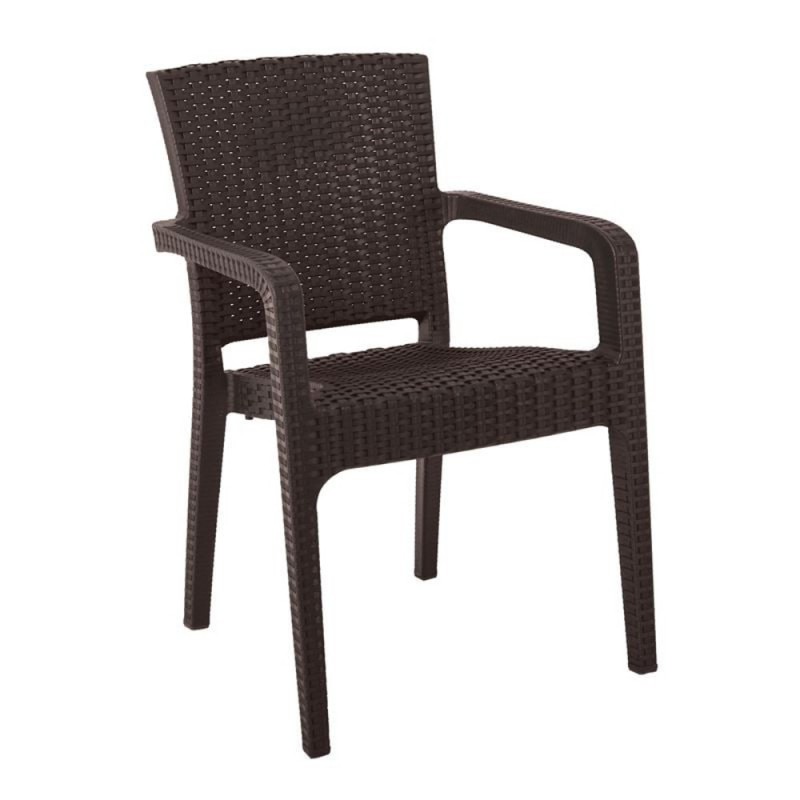 LORA Πολυθρόνα Κήπου Στοιβαζόμενη, PP (Rattan Look) Απόχρωση Καφέ Σκούρο Κωδικός: [Ε-00023890] Ε303,4 ΔΙΑΣΤΑΣΕΙΣ 57x57x87cm