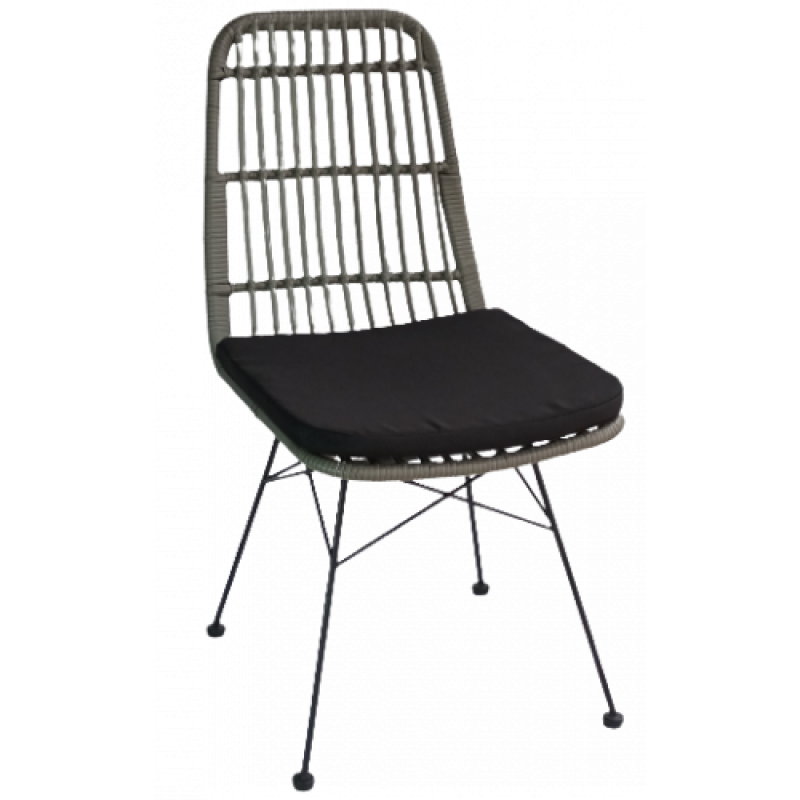 YAYA-CH καρέκλα εξοπλισμού μεταλλική wicker ΓΚΡΙ με ΜΑΞΙΛΑΡΙ, 45x60x93