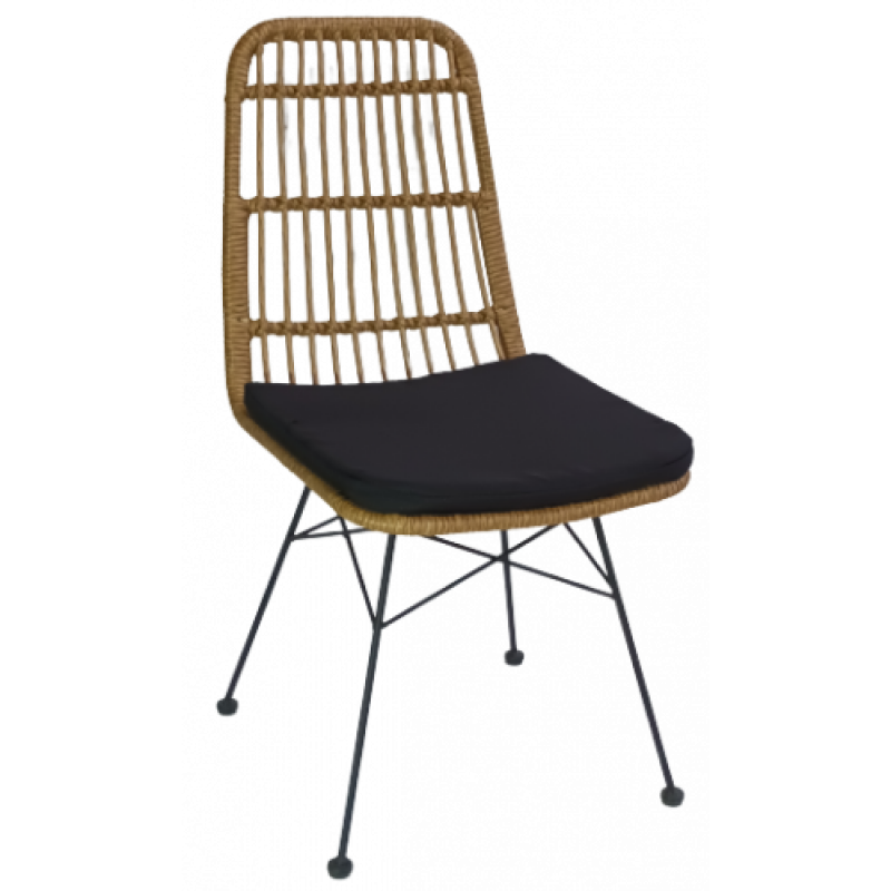 YAYA-CH καρέκλα εξοπλισμού μεταλλική wicker ΦΥΣΙΚΟ με ΜΑΞΙΛΑΡΙ, 45x60x93