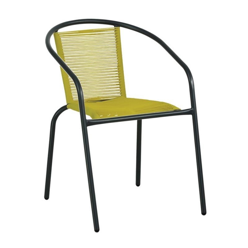 FUNKY Rattan Πολυθρόνα Κήπου - Βεράντας, Μέταλλο Βαφή Μαύρο, Κορδόνι PE Κίτρινο Κωδικός: [Ε-00023765] Ε242,7Ρ ΔΙΑΣΤΑΣΕΙΣ 53x65x76cm