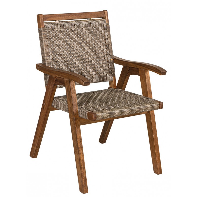 Ξύλινη Πολυθρόνα Acacia Wood Με Rattan Κωδικός: 22448