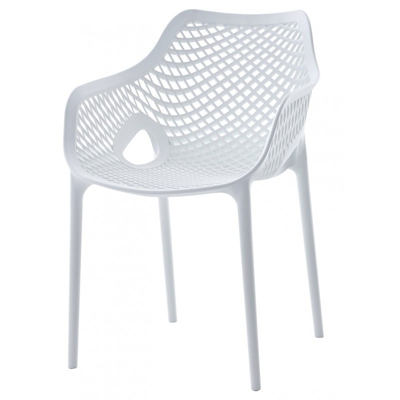 Λευκή Στοιβαζόμενη Πολυθρόνα Πολυπροπυλένιου Με UV Προστασία Κωδικός: 251435