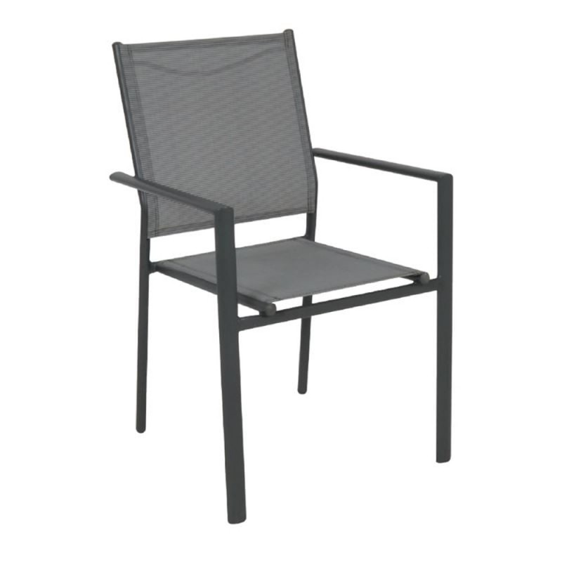 LANSON Πολυθρόνα Κήπου Βεράντας, Μέταλλο Βαφή Ανθρακί Textilene Grey Κωδικός: [Ε-00017955] Ε6765,1 ΔΙΑΣΤΑΣΕΙΣ 55x55x86cm