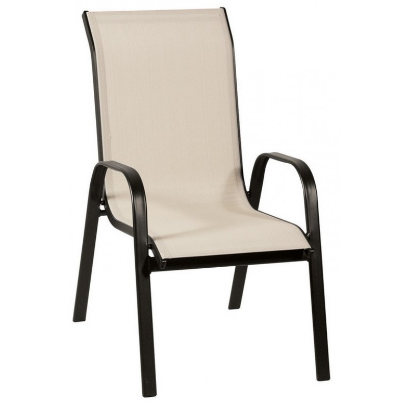 Μάυρη Μεταλλική Στοιβαζόμενη Πολυθρόνα Με Textilene Ύφασμα 55 x 65 x 95(h)cm Κωδικός: 21092 BLACK