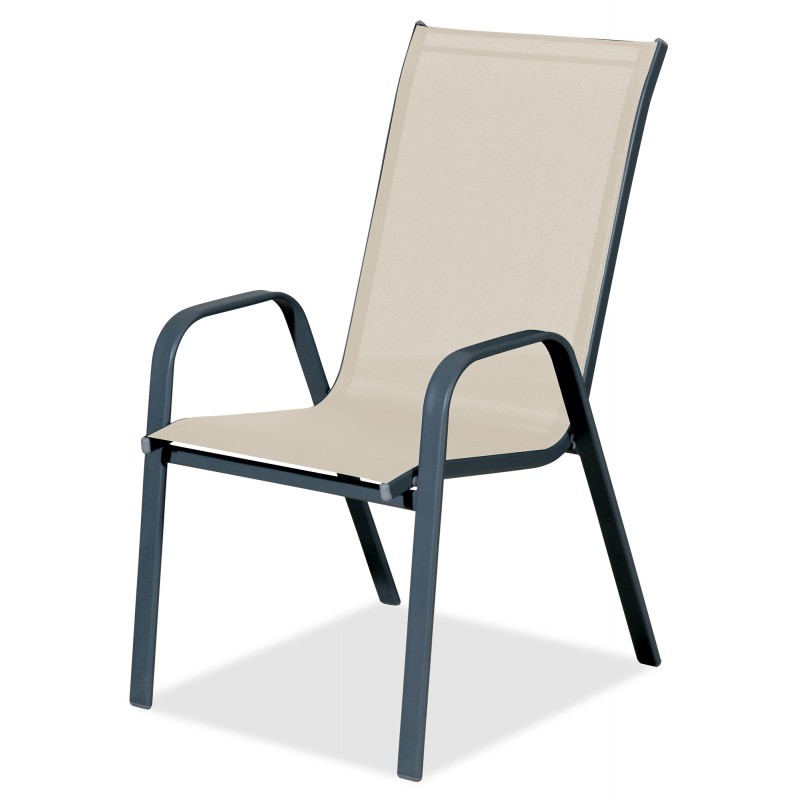 Γκρί Μεταλλική Στοιβαζόμενη Πολυθρόνα Με Textilene Ύφασμα 55 x 65 x 95(h)cm Κωδικός: 21092 GREY