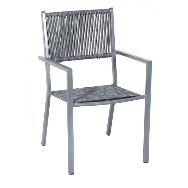Αγαλβάνιστη Μεταλλική Στοιβαζόμενη Πολυθρόνα Με Textilene Κορδόνι 54 x 55 x 90(h)cm Κωδικός: 191524
