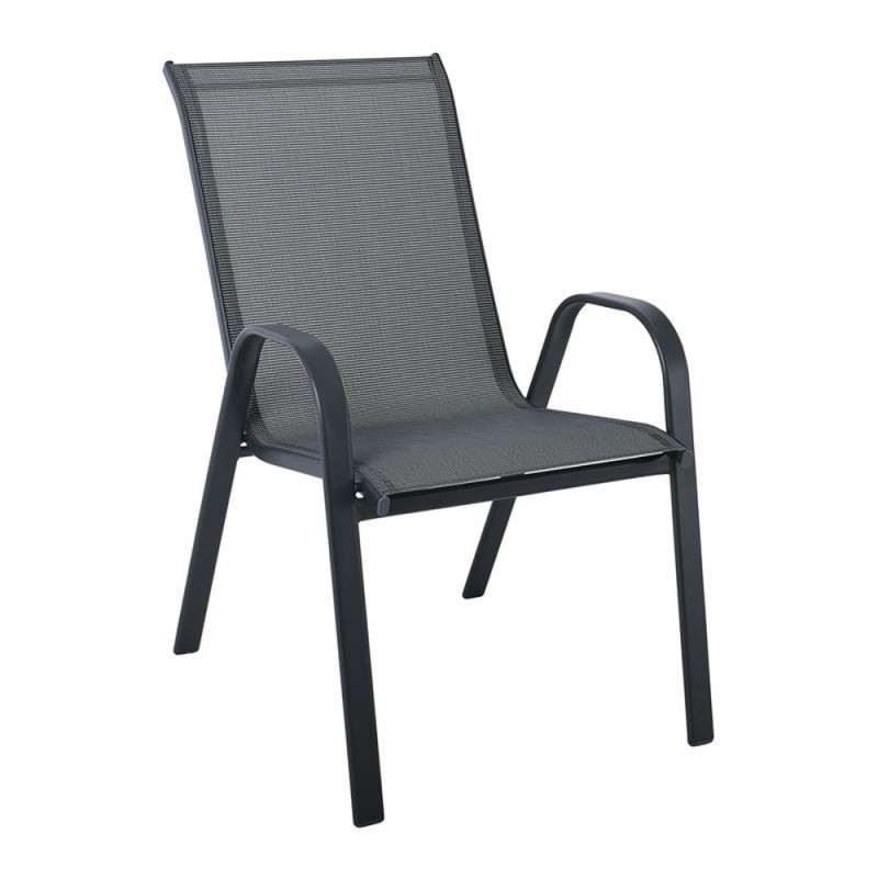 RIO Πολυθρόνα Στοιβαζόμενη Κήπου, Μέταλλο Βαφή Ανθρακί, Textilene Σκούρο Γκρι Κωδικός: [Ε-00026188] Ε270,511 ΔΙΑΣΤΑΣΕΙΣ 54x75x91cm