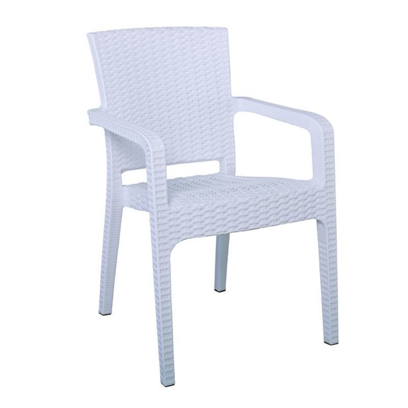 LORA Πολυθρόνα Κήπου Στοιβαζόμενη, PP (Rattan Look) Απόχρωση Άσπρο Κωδικός: [Ε-00023888] Ε303,2 ΔΙΑΣΤΑΣΕΙΣ 57x57x87cm