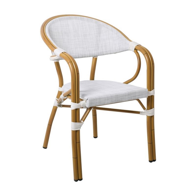 VEGERA Πολυθρόνα Dining Αλουμίνιο Βαφή Φυσικό Textilene Εκρού, Στοιβαζόμενη Κωδικός: [Ε-00021506] Ε258,13 ΔΙΑΣΤΑΣΕΙΣ 57x58x83cm