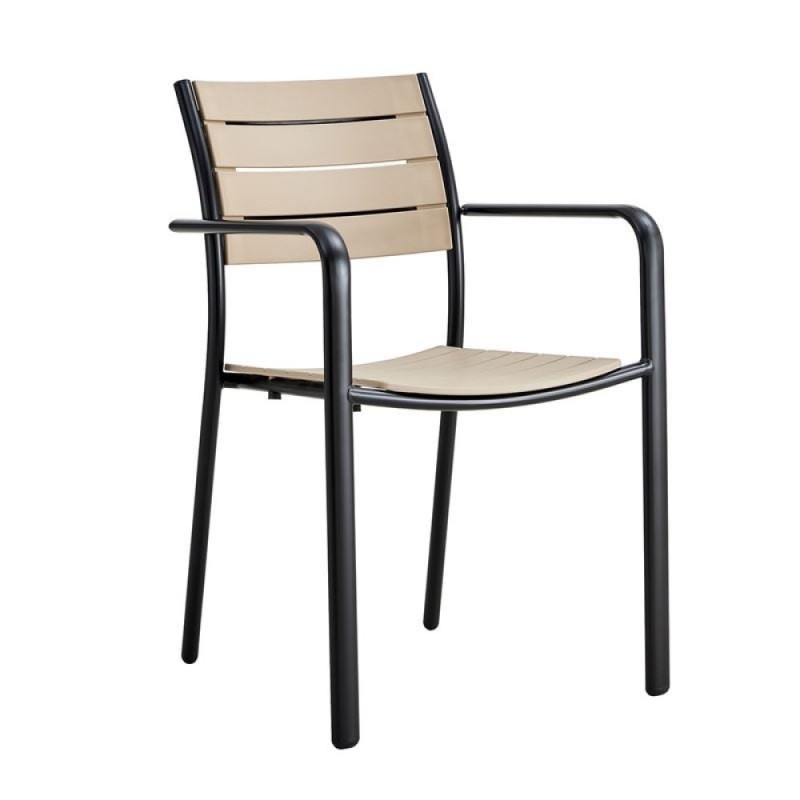 SAGA Πολυθρόνα Στοιβαζόμενη, Μέταλλο Βαφή Μαύρο, PP-UV Tortora Κωδικός: [Ε-00025752] Ε6710,1 ΔΙΑΣΤΑΣΕΙΣ 56x57x84cm