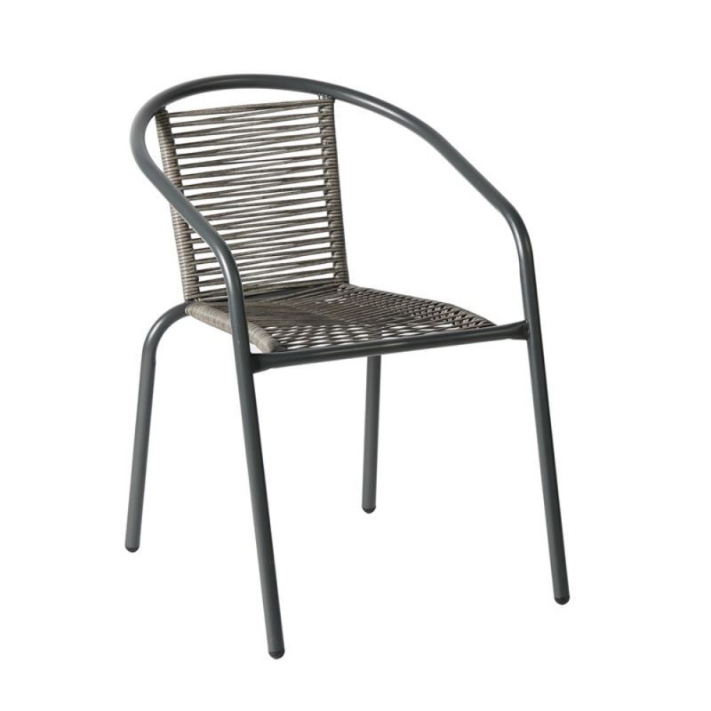 MIKA Πολυθρόνα Στοιβαζόμενη Κήπου, Μέταλλο Βαφή Ανθρακί, PE Rattan Γκρι Κωδικός: [Ε-00026035] Ε2390,2 ΔΙΑΣΤΑΣΕΙΣ 54x69x73cm