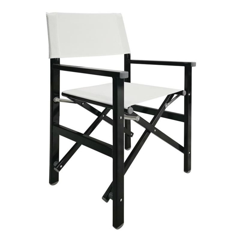 Σκηνοθέτη Πολυθρόνα, Αλουμίνιο Μαύρο (1,2mm), Textilene Άσπρο, Πτυσσόμενη (2,75kg) Κωδικός: [Ε-00023609] Ε2601,3 ΔΙΑΣΤΑΣΕΙΣ 54x50x88cm Συσκευασία 4 Τεμαχίων