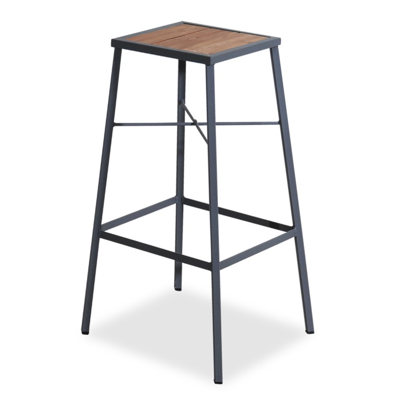 Γκρί Γαλβανισμένο Σκαμπό Μπάρ Με Σουηδικό Ξύλο Κωδικός: 223907