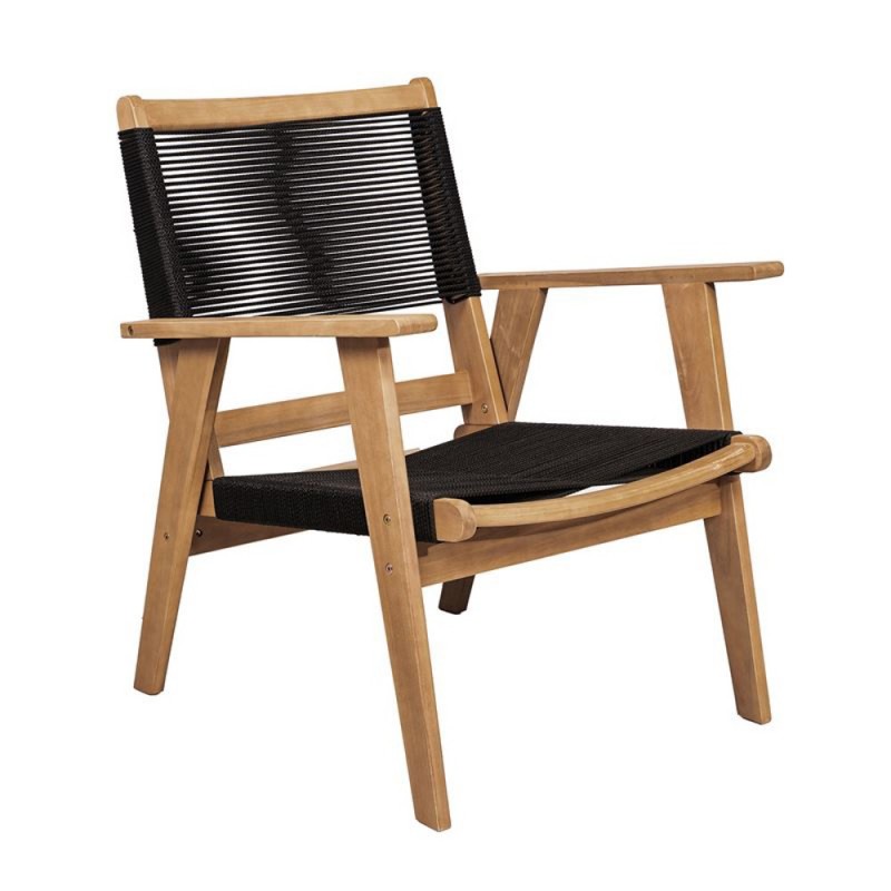 COFFEE Living Πολυθρόνα Καθιστικού Βεράντας - Κήπου, ΑκακίαΦυσικό-Rope Wicker Μαύρο Κωδικός: [Ε-00026007] Ε2351,1 ΔΙΑΣΤΑΣΕΙΣ 66x71x84cm