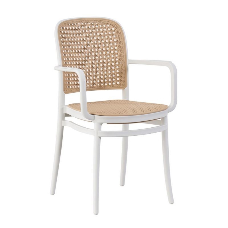 FLORENCE Πολυθρόνα PP Άσπρο, PP Rattan Μπεζ, Στοιβαζόμενη Κωδικός: [Ε-00025565] Ε387,10 ΔΙΑΣΤΑΣΕΙΣ 54x54x84cm