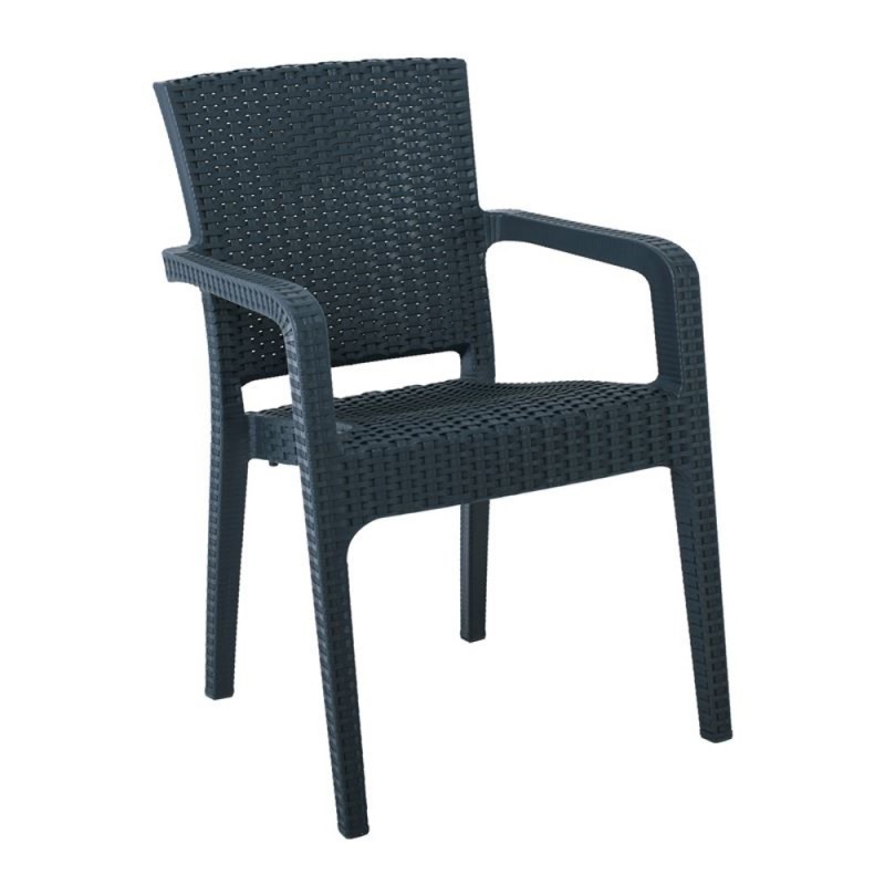 LORA Πολυθρόνα Κήπου Στοιβαζόμενη, PP (Rattan Look) Απόχρωση Ανθρακί Κωδικός: [Ε-00023889] Ε303,3 ΔΙΑΣΤΑΣΕΙΣ 57x57x87cm