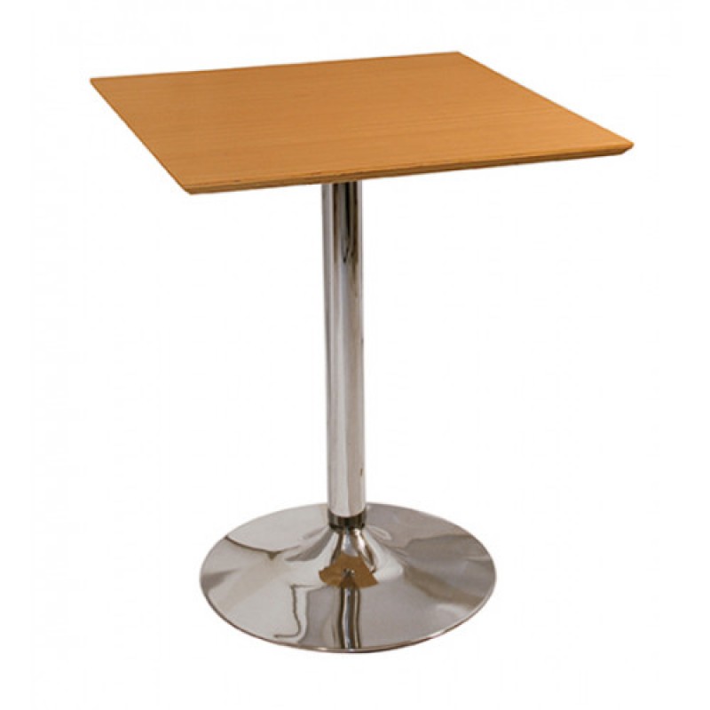  M-107-1 τραπέζι μεταλλικό χρωμίου με ξύλο ΦΥΣΙΚΟ, 60x60xh75