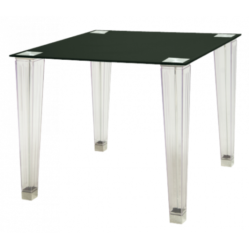 MARTE τραπέζι polycarbonate διαφ. ΓΚΡΙ κρύσταλλο ΜΑΥΡΟ, 90x90x75h