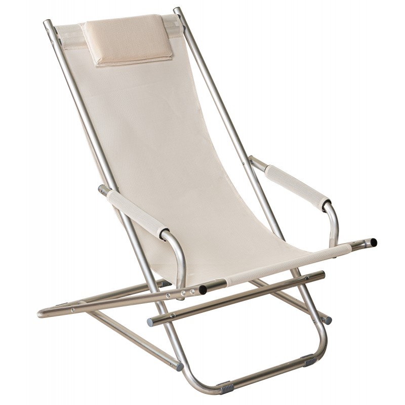 Λευκή Πτυσσόμενη Σεζλόνγκ Αλουμινίου Με Διάτρητο Ύφασμα , 86(L) X 62(W) X 84(H)cm Κωδικός: DC2015-W