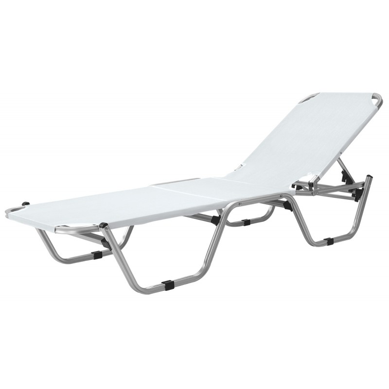 Λευκή Στοιβαζόμενη Ξαπλώστρα Παραλίας 5 Θέσεων Με Διάτρητο Ύφασμα 2x1 191 x 60 x 30(h)cm Κωδικός: L1029-W WHITE