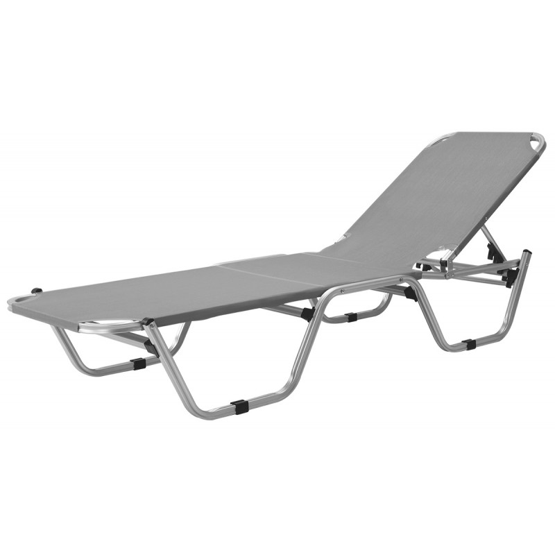 Γκρί Στοιβαζόμενη Ξαπλώστρα Παραλίας 5 Θέσεων Με Διάτρητο Ύφασμα 2x1 191 x 60 x 30(h)cm Κωδικός: L1029-G GREY
