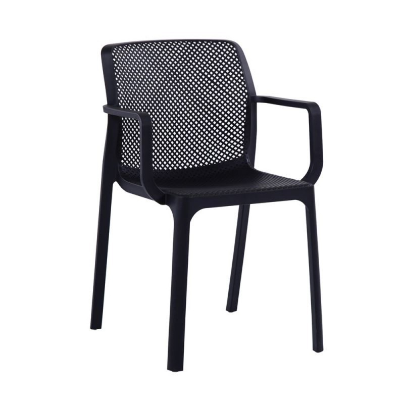 DORIAN Πολυθρόνα Κήπου Βεράντας PP-UV Μαύρο Κωδικός: [Ε-00021577] Ε381,2 ΔΙΑΣΤΑΣΕΙΣ 54x55x83cm Συσκευασία 6 Τεμαχίων