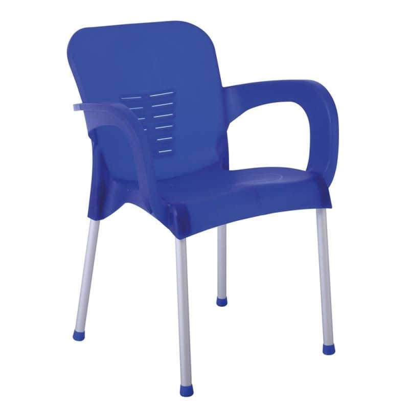 LARA-II Πολυθρόνα Dining Στοιβαζόμενη, ALU Silver, PP Μπλε Κωδικός: [Ε-00024357] Ε306,61 ΔΙΑΣΤΑΣΕΙΣ 60x59x81cm