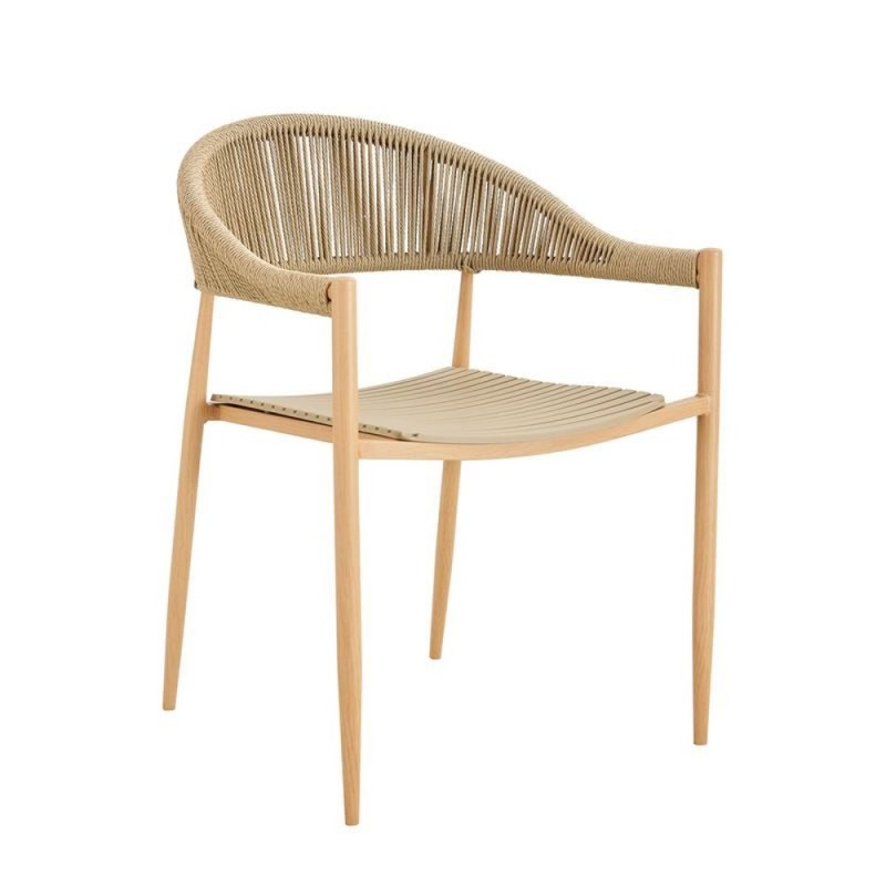 MALTA Πολυθρόνα Στοιβαζόμενη, Μέταλλο Βαφή Φυσικό, PP-UV Μπεζ, Rope Wicker Φυσικό Κωδικός: [Ε-00025974] Ε6722,3 ΔΙΑΣΤΑΣΕΙΣ 57x57x76cm