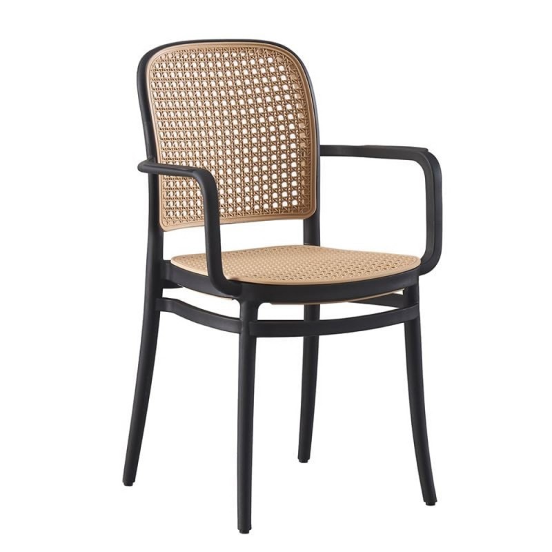 FLORENCE Πολυθρόνα PP Μαύρο, PP Rattan Μπεζ, Στοιβαζόμενη Κωδικός: [Ε-00025566] Ε387,20 ΔΙΑΣΤΑΣΕΙΣ 54x54x84cm