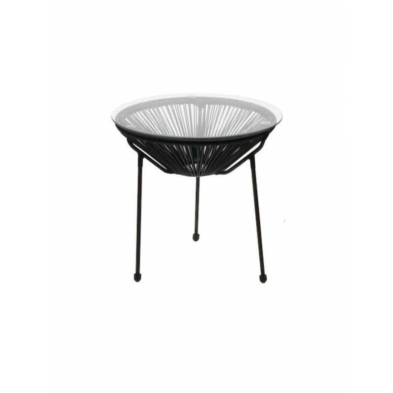 ACAPULCO Τραπεζάκι Μέταλλο Βαφή Μαύρο, Rattan Μαύρο Κωδικός: [Ε-00019371] Ε246,2