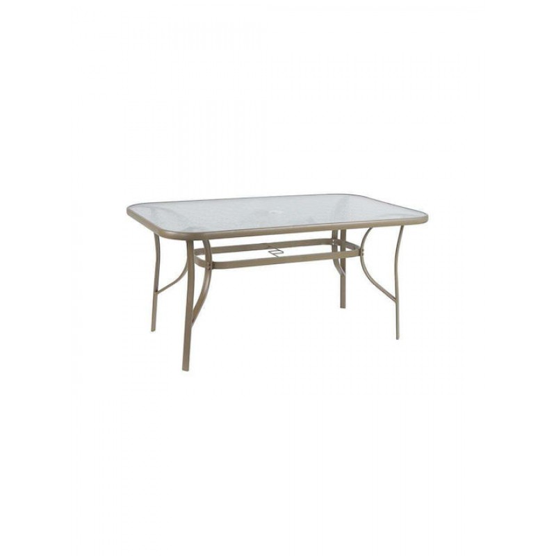 RIO Τραπέζι Κήπου - Βεράντας, Μέταλλο Βαφή Μπεζ, Γυαλί Κωδικός: [Ε-00025824] Ε2501,4