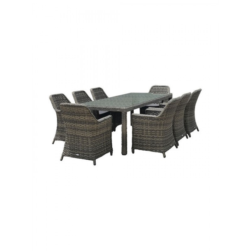 ESPERIA Set Τραπεζαρία Κήπου ALU,Wicker Grey Brown-Ανθρακί: Τραπέζι 230x100 + 8 Πολυθρόνες Κωδικός: [Ε-00023989] Ε6869,8