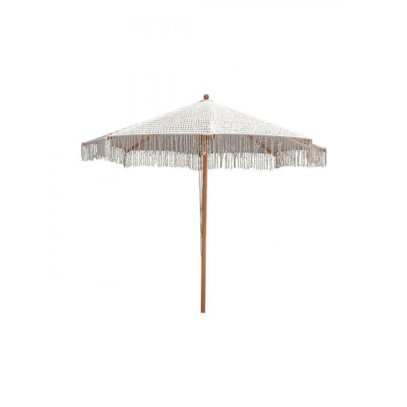 ΟΜΠΡΕΛΑ Ξύλινη - Οξιά 250x250cm, Πλεκτό Μακραμέ Μπεζ Κωδικός: [Ε-00024576] Ε918,1