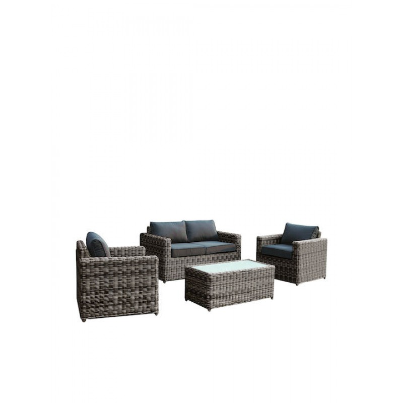 ARIZONA Set Σαλόνι Κήπου ALU: 2Θέσιος +2 Πολυθρόνες +Τραπέζι Wicker Grey Brown- Μαξ.Ανθρακί Κωδικός: [Ε-00010415] Ε6734