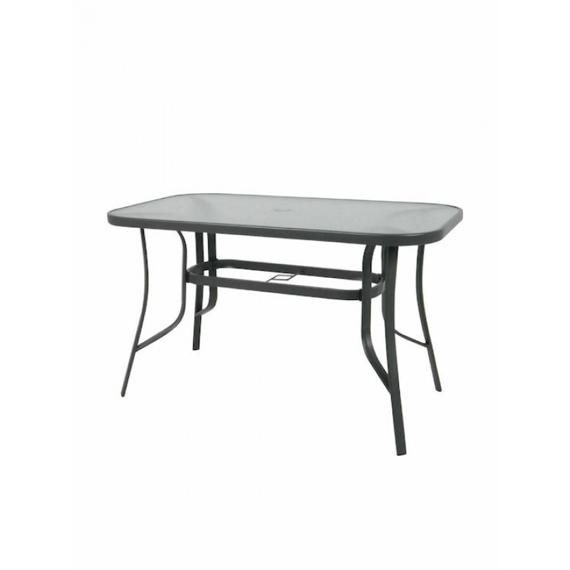 RIO Τραπέζι Κήπου - Βεράντας, Μέταλλο Βαφή Ανθρακί, Γυαλί Κωδικός: [Ε-00016828] Ε2501