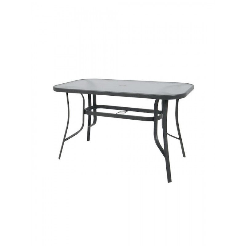 RIO Τραπέζι Κήπου - Βεράντας, Μέταλλο Βαφή Ανθρακί, Γυαλί Κωδικός: [Ε-00017946] Ε2502